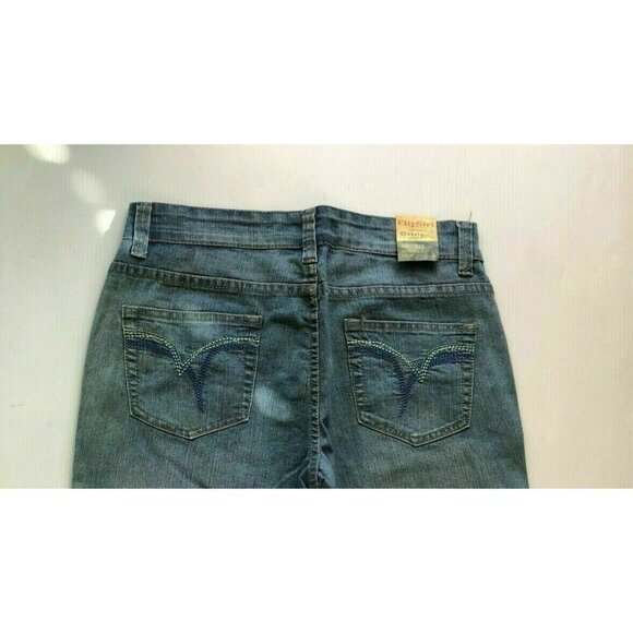 City Girl Juniors Light Blue Cotton Denim  Cuffed Denim Crop Jeans - Picture 2 of 6